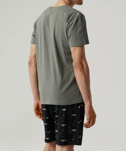  NMP-384  Piżama męska krótki rękaw, Atlantic-khaki czarny