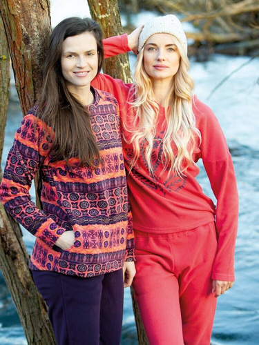 LHS 254 Piżama Damska długi rękaw i długie spodnie Key koralowy