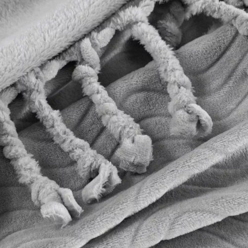 Emma Koc narzuta z frędzlami Eurofirany srebrny