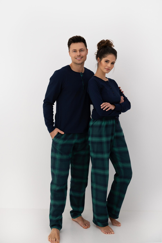 Cassandra Piżama damska Sensis – bawełniana, długa, w kratkę