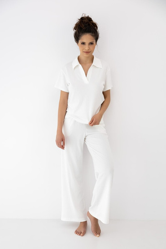 Piżama Zuri ecru Sensis – bawełna i modal, długie spodnie