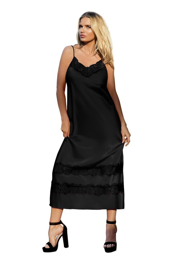 April Halka satynowa koszulka damska DKaren - czarna