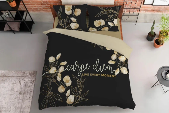 4408 A Holland 45 Pościel bawełniana Carpe diem Detexpol czarny