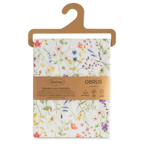 Obrus plamoodporny ANNA Eurofirany biało-fioletowy kwiaty