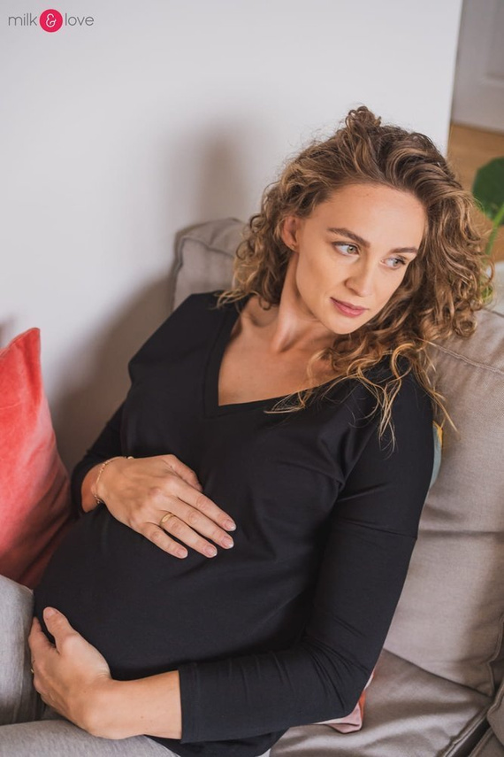 Two Ways bluzka ciążowa i do karmienia dwustronna Milk&Love w paski zielono-białe