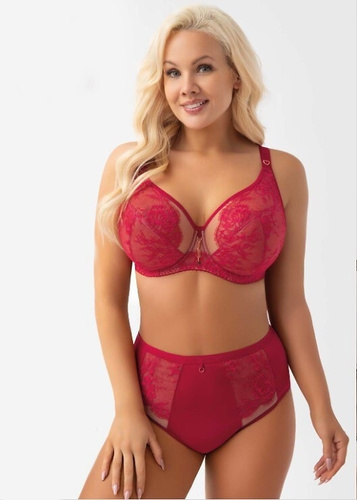 Gorsenia G024 Desire biustonosz soft czerwony na duży biust z fiszbinami