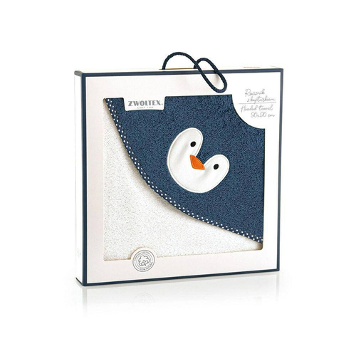 Pingwinek Alabaster Niemowlęce okrycie kąpielowe Zwoltex ecru-granat