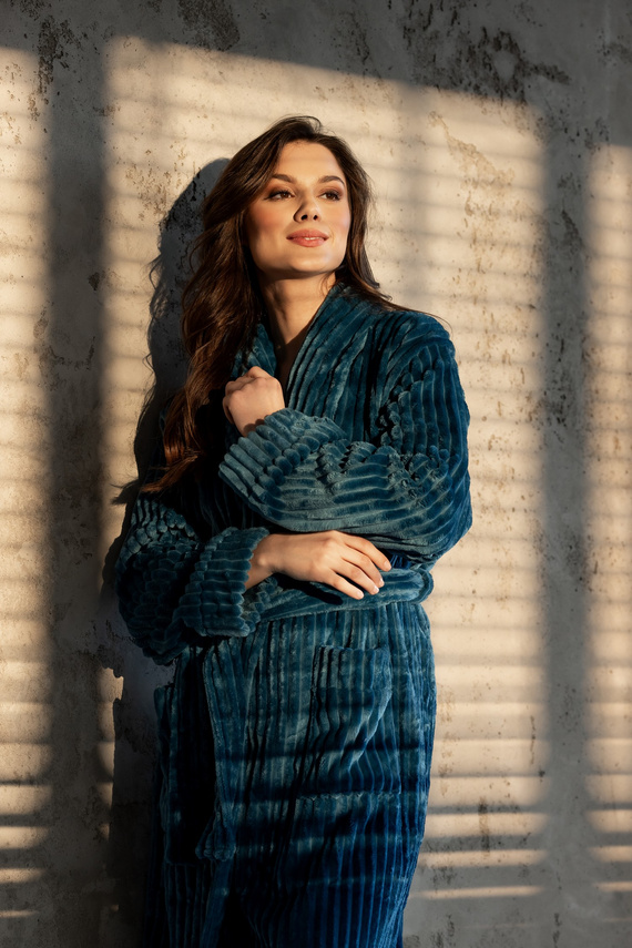 One And Only Long Szlafrok damski Momenti Per Me turquoise