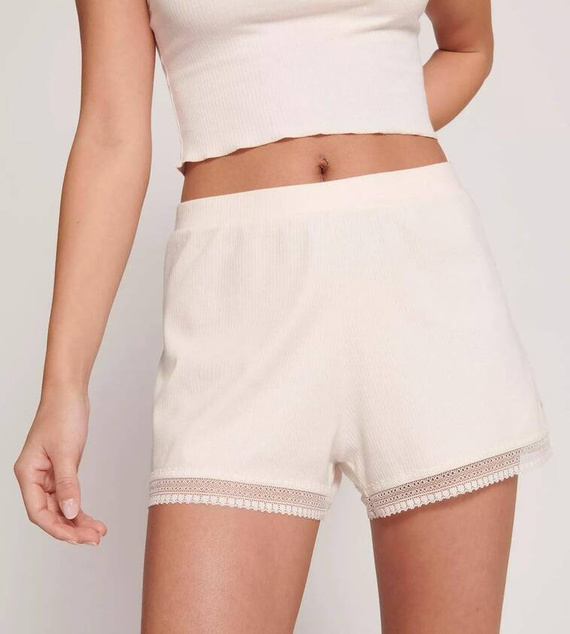 GO Ribbed Short krótkie spodenki piżamowe Sloggi - Angora