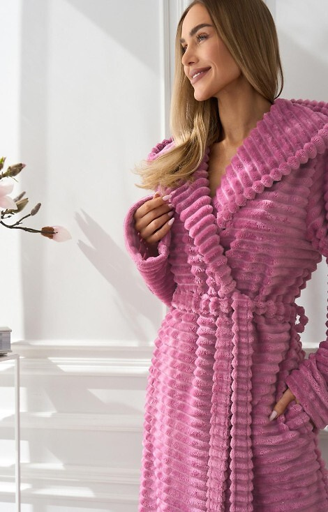 2599 Robin Szlafrok Damski długi L&L - wiśniowy