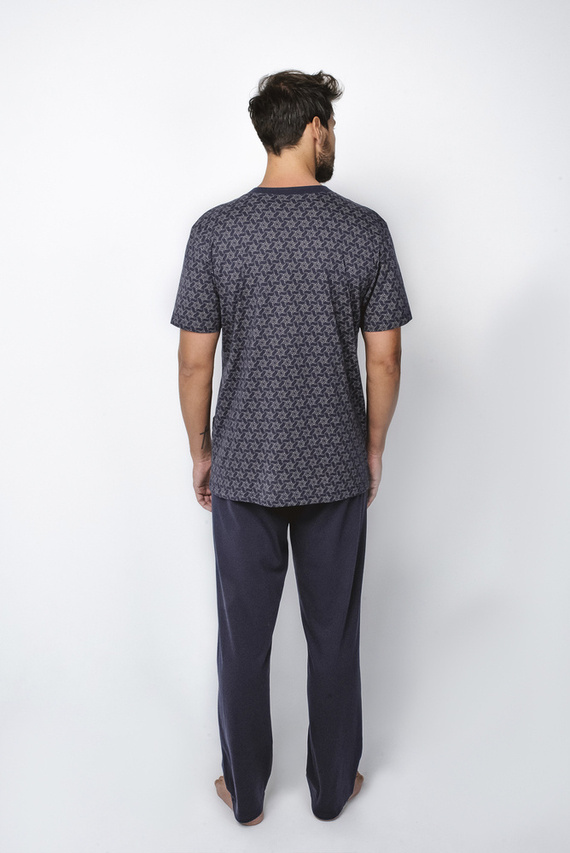 Ricardo Piżama Męska krótki rękaw, długie spodnie Italian Fashion - granatowy