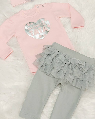 "Kocham Cię Tata" serduszko srebrne Body z długim rękawem Bambarillo różowy