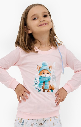 594/192 592/192 Fox Cornette piżama dziewczęca bawełniana, lisek, długi rękaw