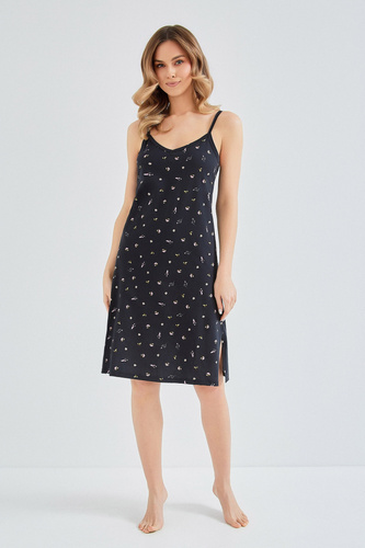 Taro 3609 Rosita koszula nocna bawełniana granatowa ramiączka