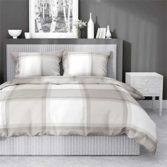 4573 B Pościel bawełniana krata Detexpol jasny brąz