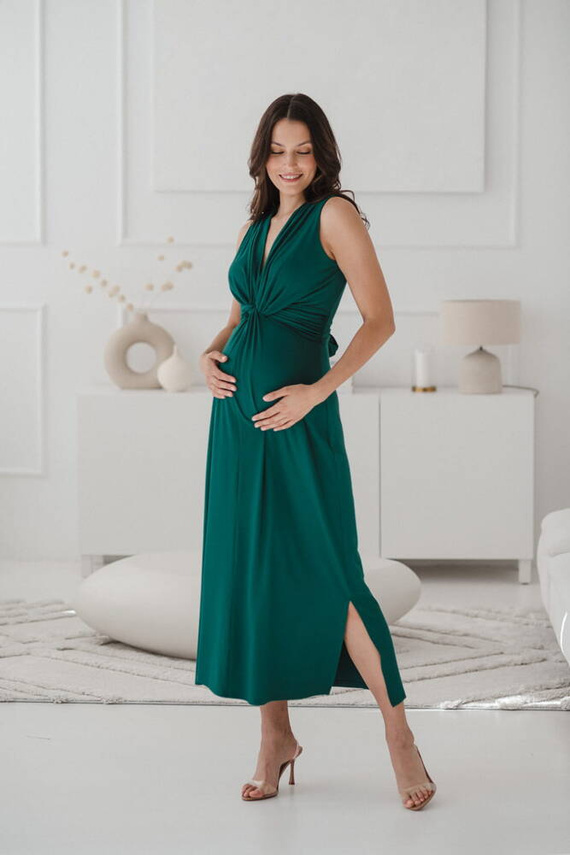 Loop maxi sukienka ciążowa i do karmienia Milk&Love butelkowa zieleń