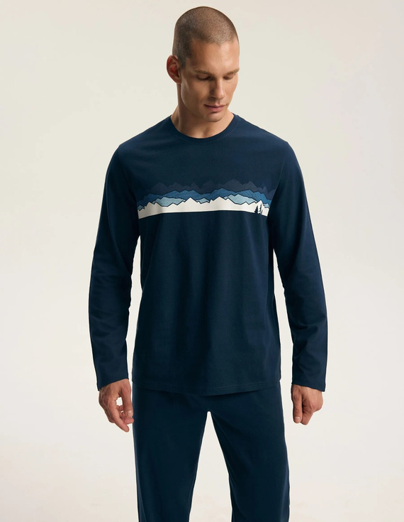 Henderson Froze 45492 Piżama Męska Długa 100% Bawełna Navy