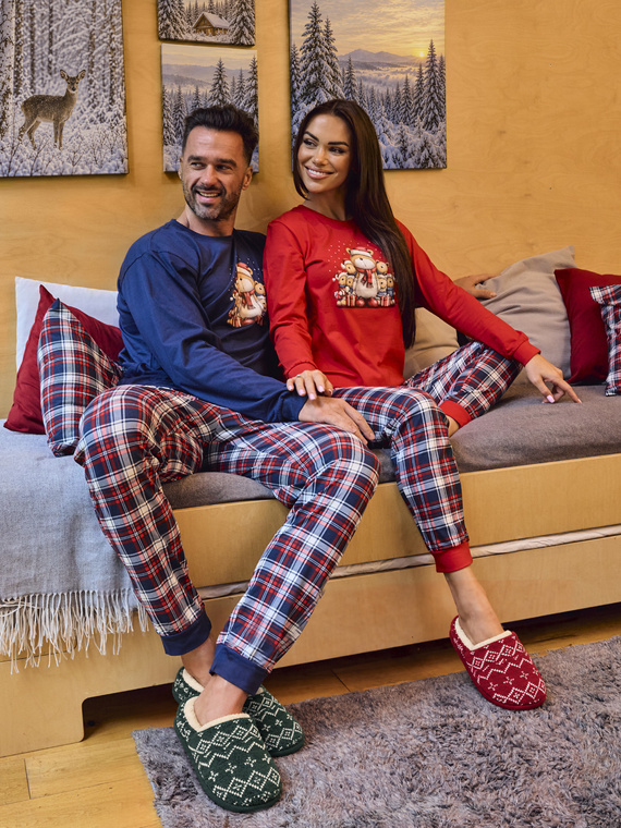Cornette Family 671/480 piżama damska świąteczna z misiem 100% bawełna