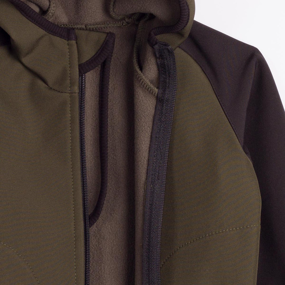 229021 Nicol Kurtka dziecięca softshell polar kaptur odblask- khaki