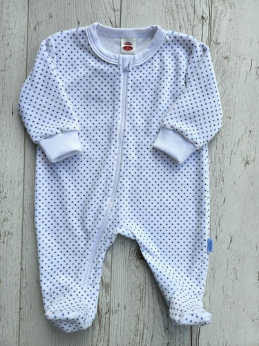 02250 "Blue Stars" Pajac niemowlęcy welurowy Makoma niebieski 