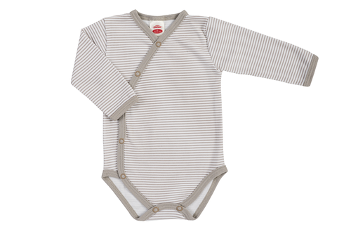 0327B "Strip Types" Body dzidziuś z długim rękawem Makoma beżowy