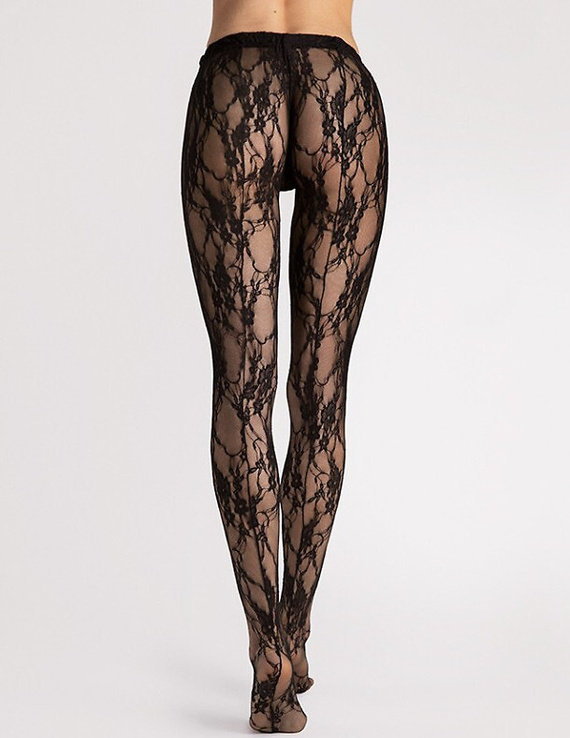 I 5000 Fiore Donatella rajstopy koronkowe damskie z pionowym szwem black
