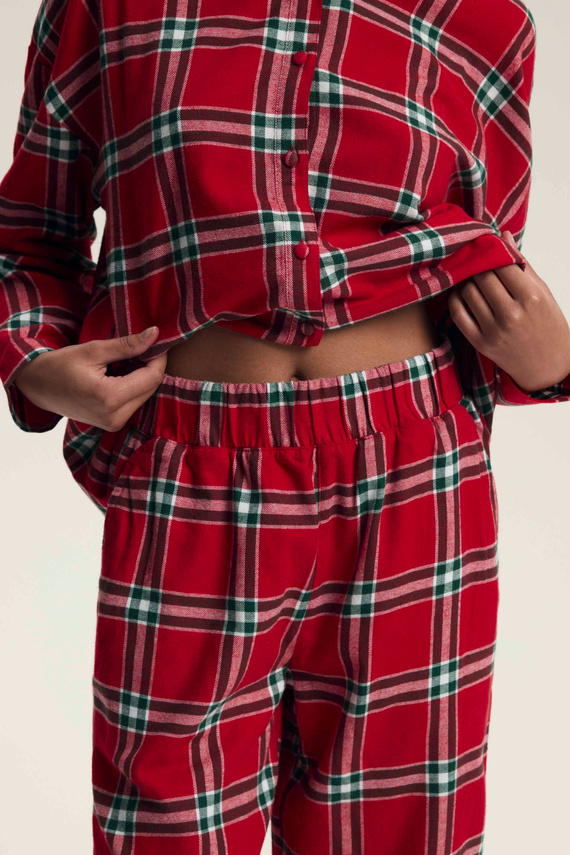 43716 Dalisa Piżama damska Henderson– flanelowa krata, ciepła 100% bawełna