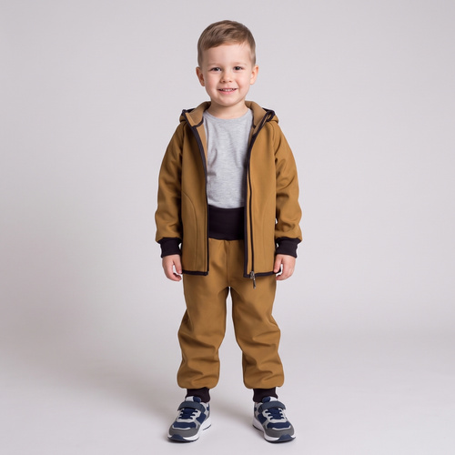 Nicol Spodnie 229053 softshell dziecięce polar wysoki pas ściągacze- oliwkowy