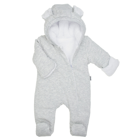 219270 Willy pajac dresowy ocieplany Nicol – szary z luną i uszkami