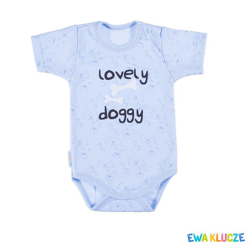 Body krótki rękaw "LOVELY" dla chłopca Ewa Klucze druk szary 
