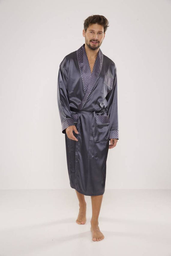 940 Satyna szlafrok męski Forex - szary