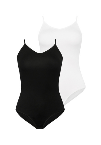 2402-2 Classico Body damskie na ramiączkach 2 pack Teyli czarny-biały