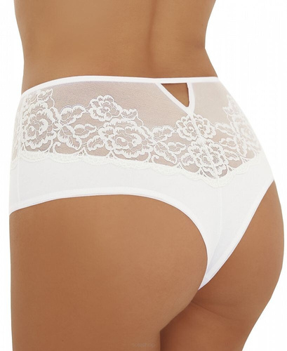 Figi damskie Arina Emili – Koronkowe brazyliany z bawełny, wygodne i eleganckie białe