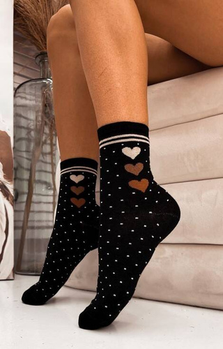 0200-011 Serca Skarpety damskie Milena - czarny-brązowy 1