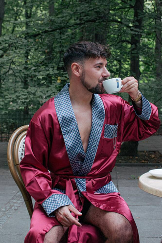 940 Satyna szlafrok męski Forex - bordo