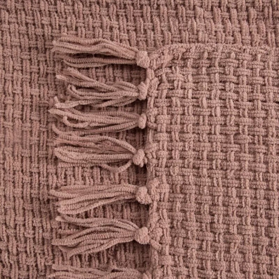 Suzi Koc narzuta tkana z frędzlami Eurofirany pudrowy