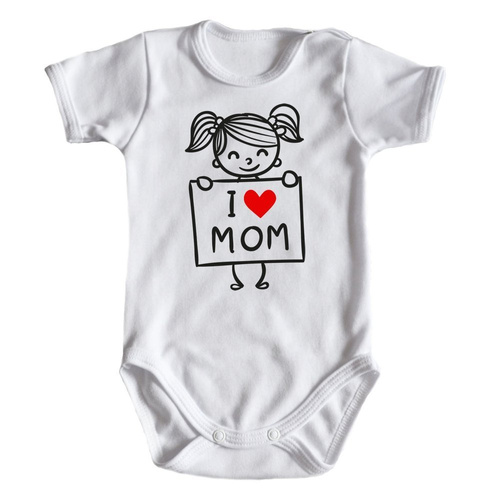 Body krótki rękaw "I LOVE MOM" Moocha biały