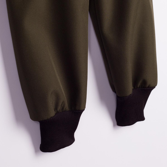 Nicol Spodnie 229052 softshell dziecięce polar wysoki pas ściągacze- khaki