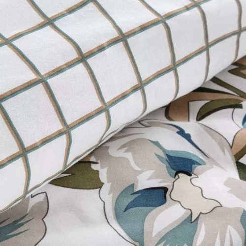 Spring 40 Kwiaty pościel satynowa Eurofirany biały/turkusowy