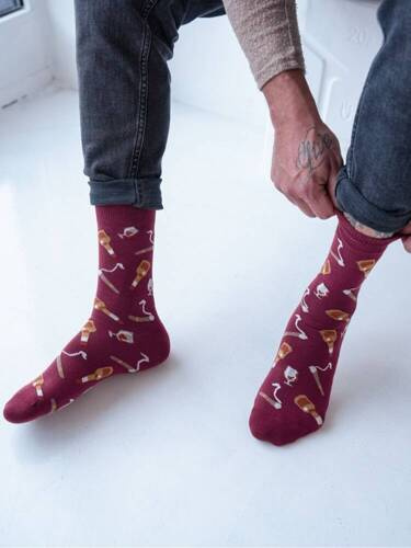 0125-105 Whisky I Cygaro Skarpety Męskie Milena - bordowy