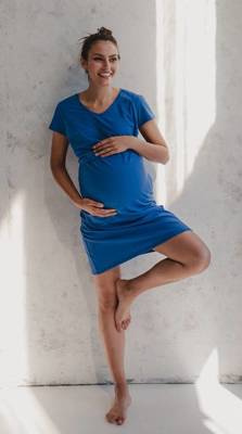 Night & Day Koszula nocna ciążowa i do karmienia krótki rękaw Milk&Love chabrowy