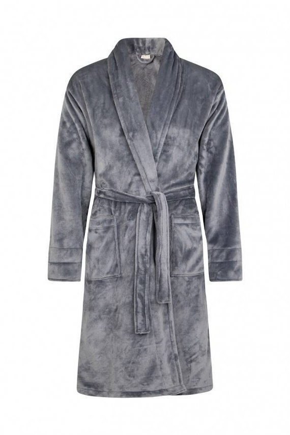 Dziadek Szlafrok męski polarowy ByShelly - grafitowy/złoty