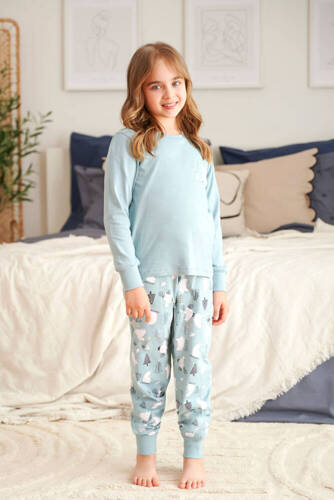 5264 "Polar bears" Piżama dziecięca Unisex Doctor Nap - ice blue