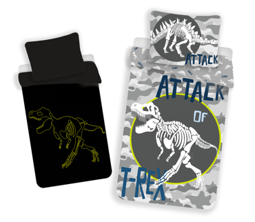 7196 Dinozaury T-Rex Pościel bawełniana świecąca w ciemności Jerry Fabrics