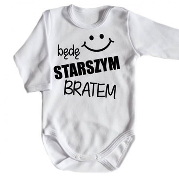 "Będę STARSZYM bratem v2" Body długi rękaw Moocha biały 