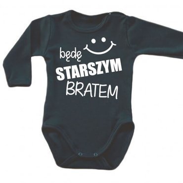 "Będę STARSZYM bratem v2" Body długi rękaw Moocha czarny