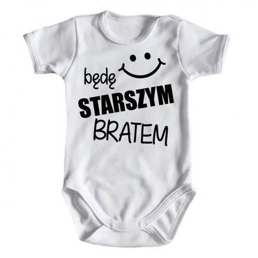 "Będę STARSZYM bratem v2" Body krótki rękaw Moocha biały