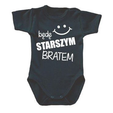 "Będę STARSZYM bratem v2" Body krótki rękaw Moocha czarny