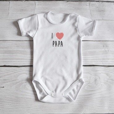 Body krótki rękaw "I <3 papa" Moocha białe