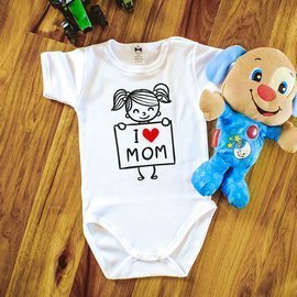 Body krótki rękaw "I LOVE MOM" Moocha biały